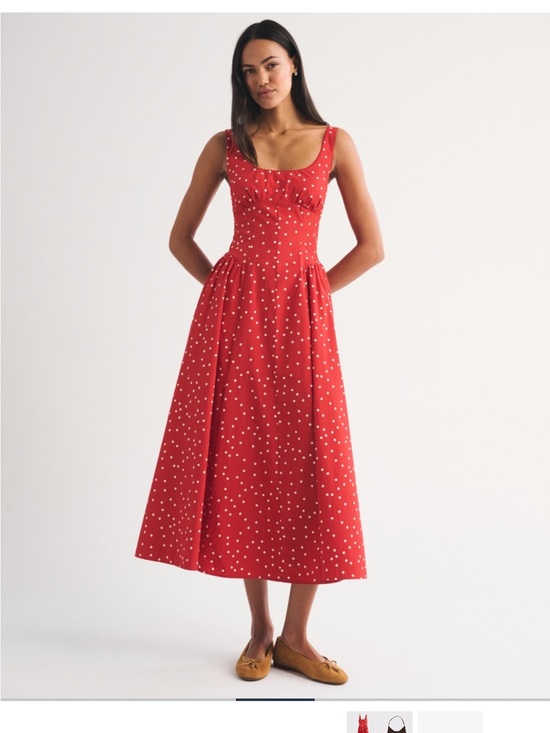 Abercrombie & Fitch Dresses & Skirts - Abercrombie & Fitch Red Polka Dot Midi Dress
